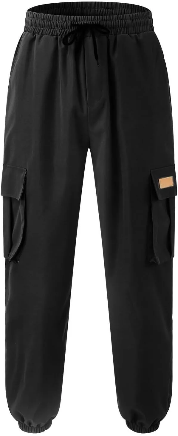 Cargo Sweatpants for Men Baggy Big and Tall Chino Athletic Pants Elastic Waist Drawstring Tactical Casual Pants with Pockets