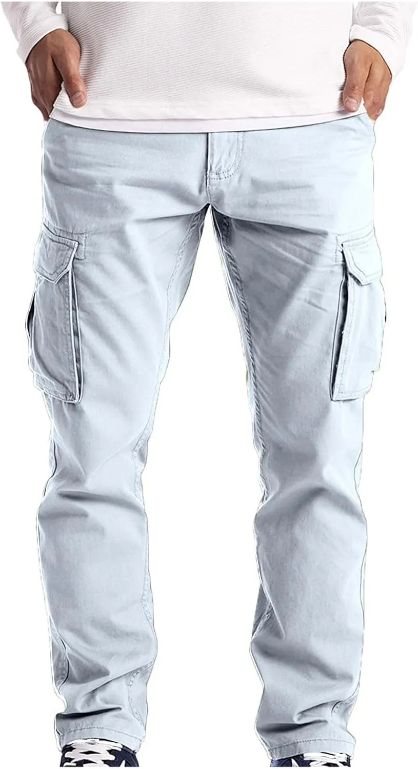 Cargo Work Pant Mens Drawstring Casual Lounge Pants Sports Running Fitness Gym Sweatpants Loose Joggers
