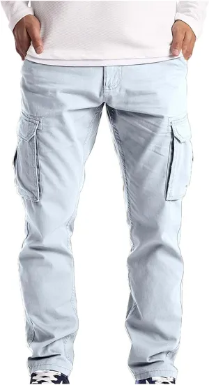 Cargo Work Pant Mens Drawstring Casual Lounge Pants Sports Running Fitness Gym Sweatpants Loose Joggers