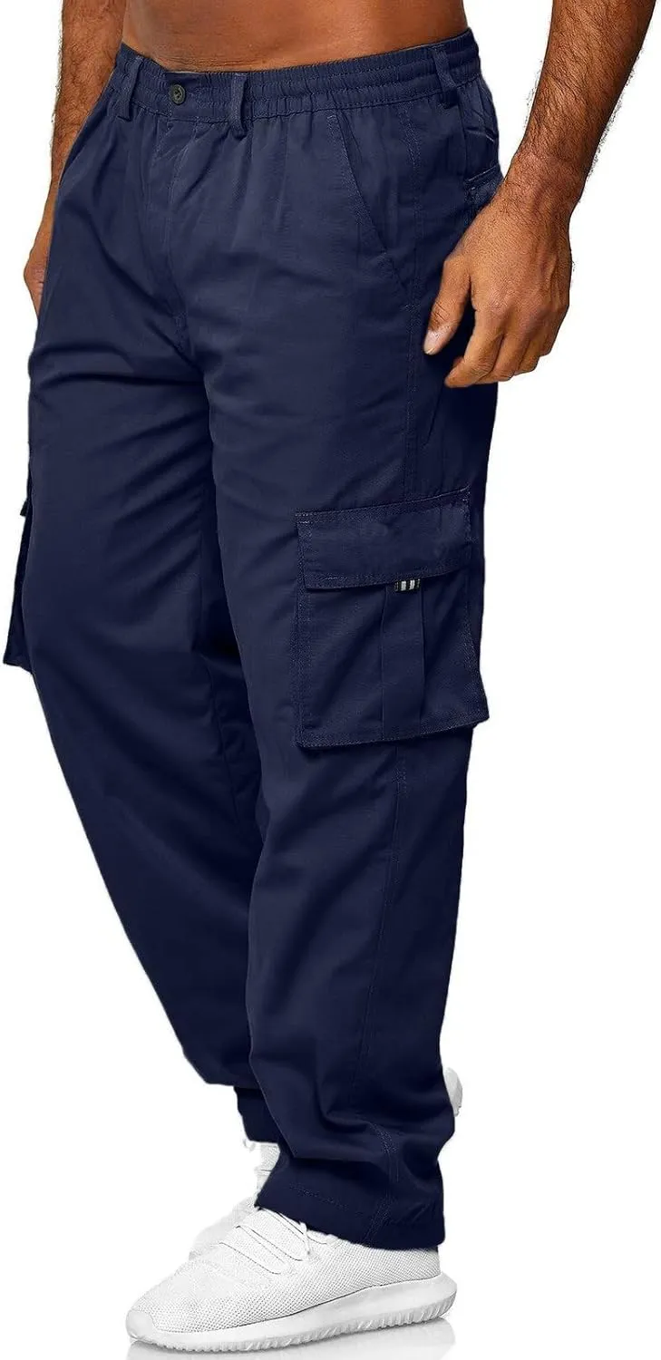 Cargo Work Pant Men's Elasticated Waist Casual Running Gym Training Sweatpant Loose Fit Joggers