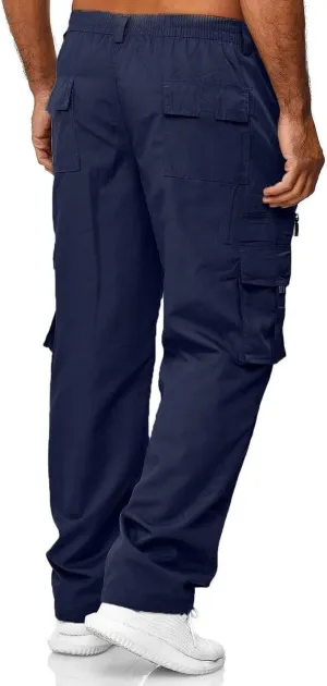 Cargo Work Pant Men's Elasticated Waist Casual Running Gym Training Sweatpant Loose Fit Joggers