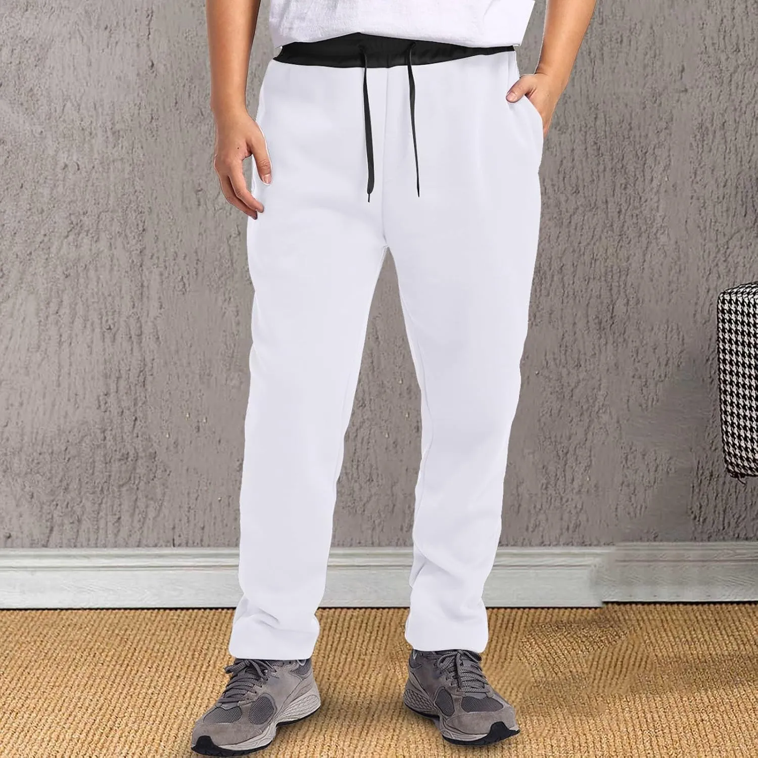Casual Pants for Men Relaxed Fit Drawstring Stretch Waist Trouser Plus Size Workout Jogging Athletic Joggers Baggy Sweatpants