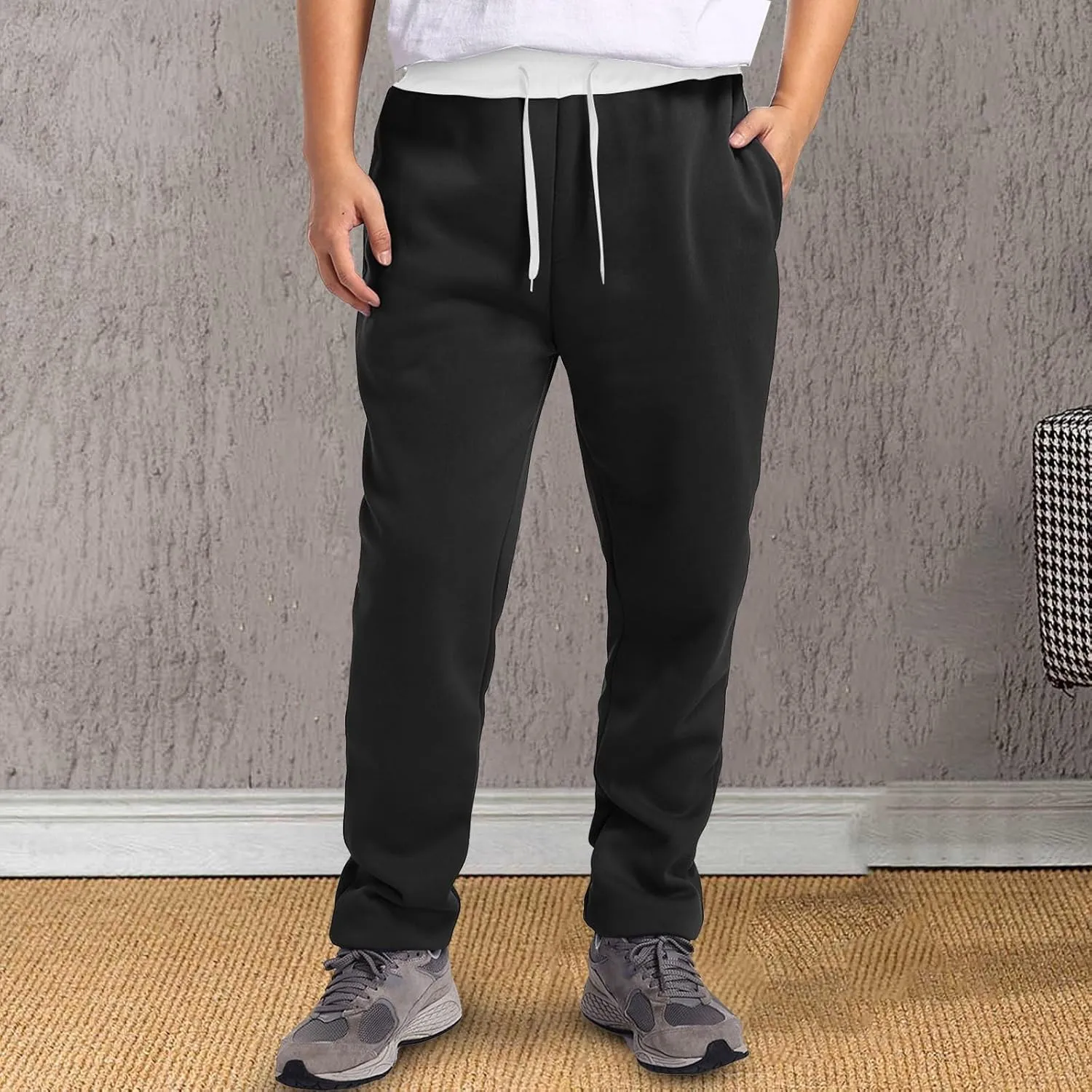 Casual Pants for Men Relaxed Fit Drawstring Stretch Waist Trouser Plus Size Workout Jogging Athletic Joggers Baggy Sweatpants