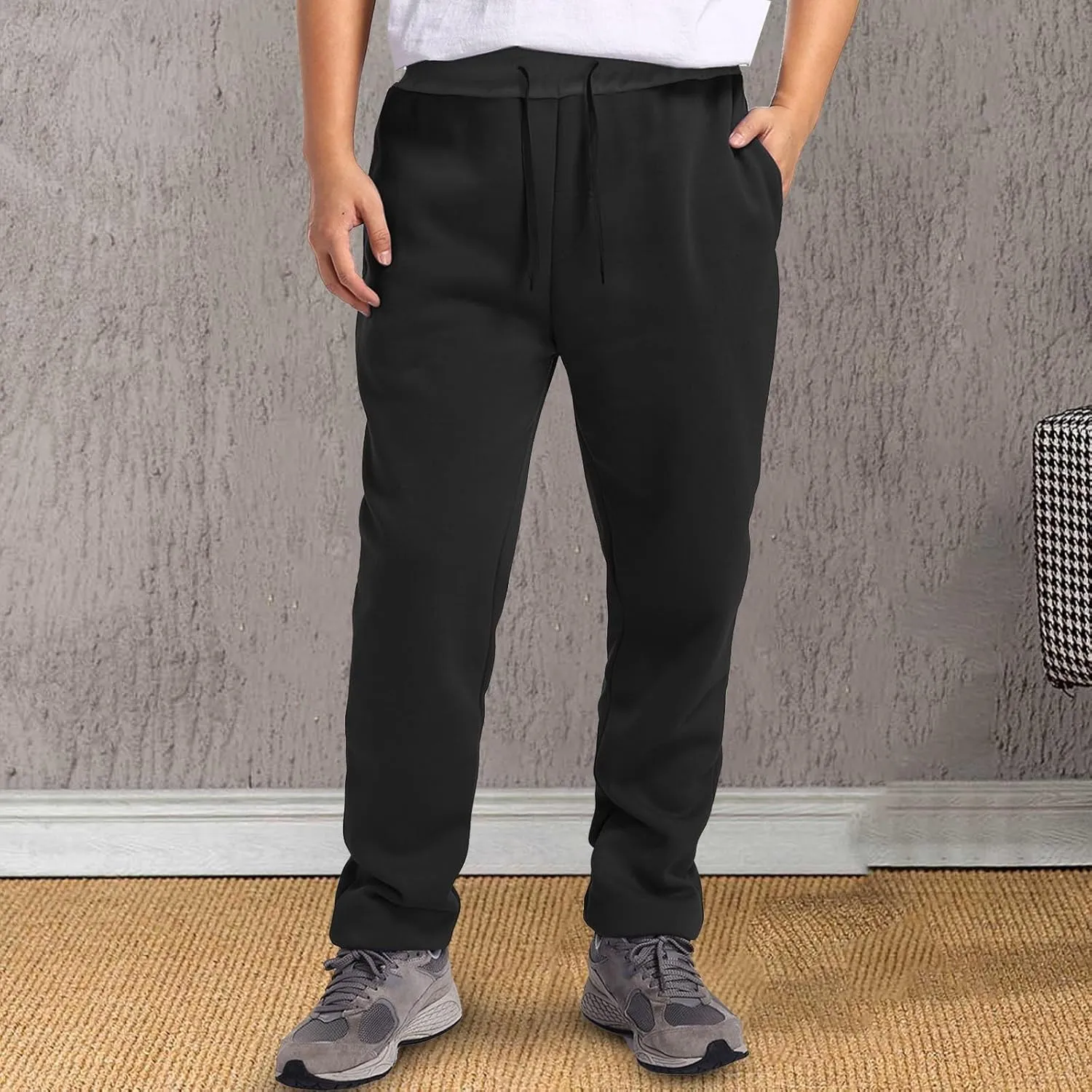 Casual Pants for Men Relaxed Fit Drawstring Stretch Waist Trouser Plus Size Workout Jogging Athletic Joggers Baggy Sweatpants