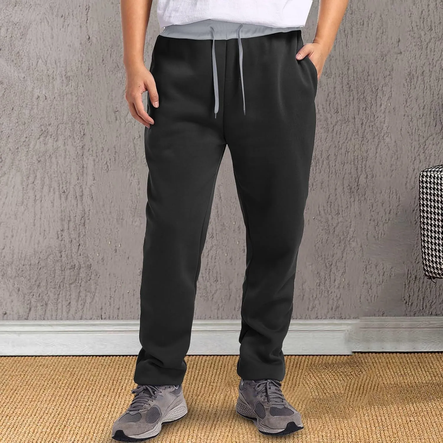 Casual Pants for Men Relaxed Fit Drawstring Stretch Waist Trouser Plus Size Workout Jogging Athletic Joggers Baggy Sweatpants