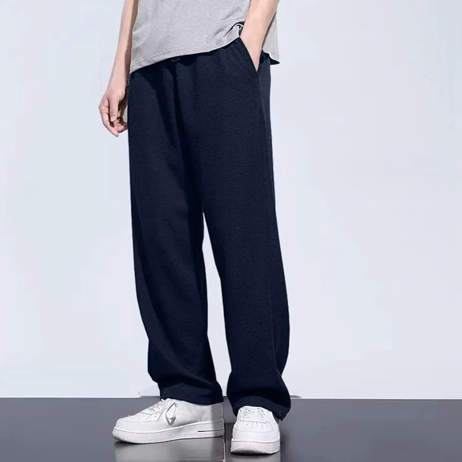 Casual Pants for Men Relaxed Fit Straight Leg Lightweight Sweatpants Plus Size Stretch Waist Lightweight Workout Trousers