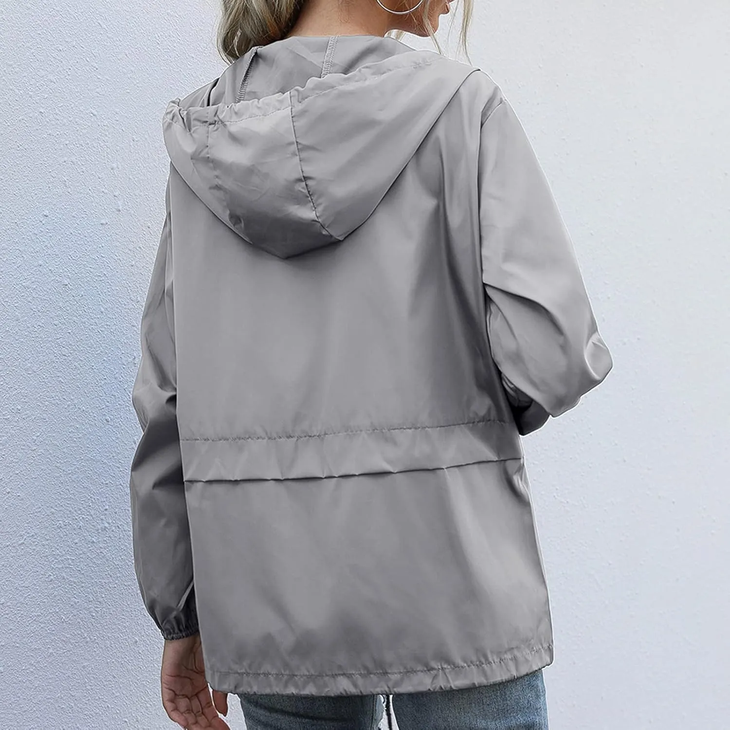 Cdiecer Women's Raincoats Lightweight Rain Jacket Waterproof Windproof Rain Coat Adjustable Hooded Windbreaker with Pockets