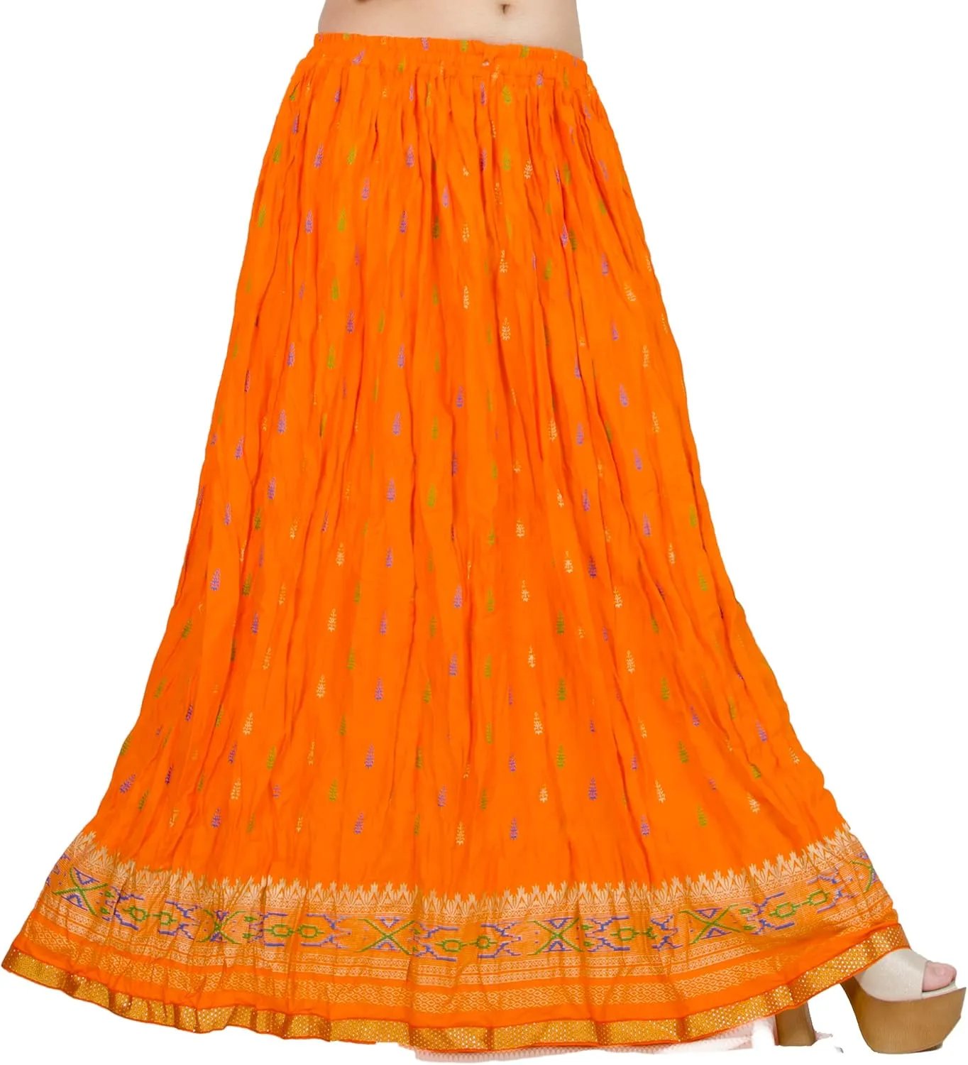 Chandrakala Flowy Long Skirt for Women A Line Casual Beach Party Holiday Maxi Skirts (S115-P)