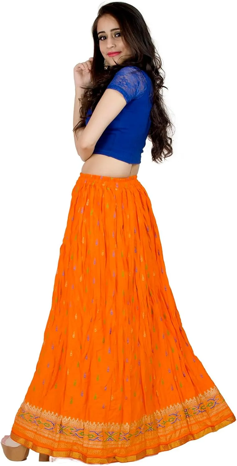 Chandrakala Flowy Long Skirt for Women A Line Casual Beach Party Holiday Maxi Skirts (S115-P)