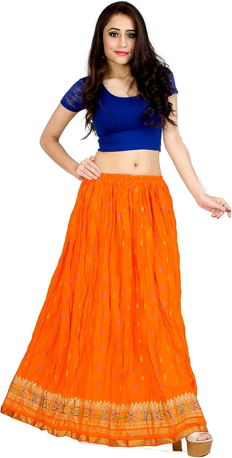 Chandrakala Flowy Long Skirt for Women A Line Casual Beach Party Holiday Maxi Skirts (S115-P)