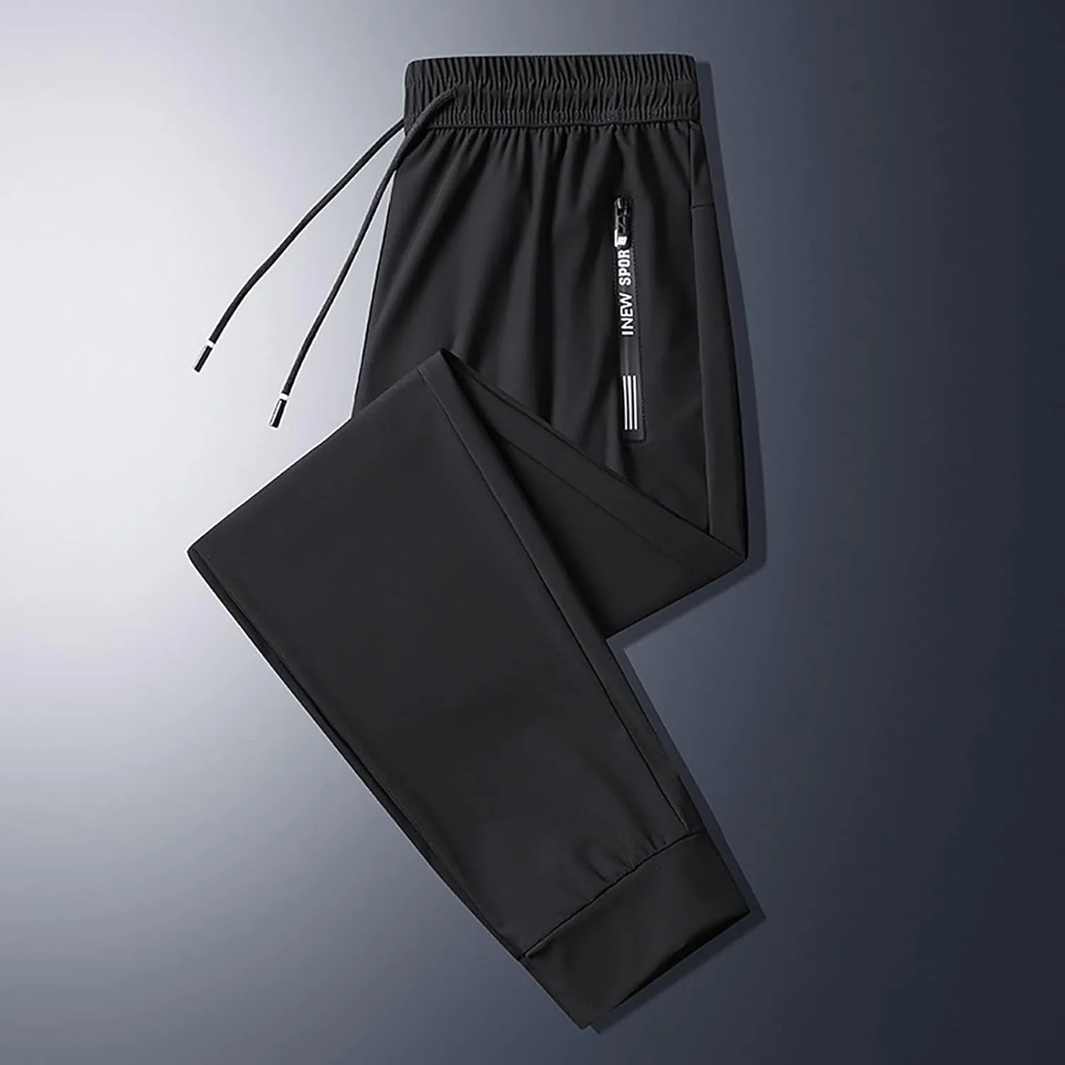 Chinos Pants Men Elastic Waist Drawstring Athletic Pants Quick Dry Lightweight Jogging Hiking Pants Plus Size Baggy Trousers