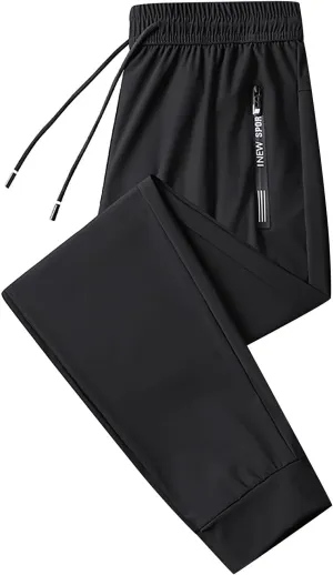 Chinos Pants Men Elastic Waist Drawstring Athletic Pants Quick Dry Lightweight Jogging Hiking Pants Plus Size Baggy Trousers