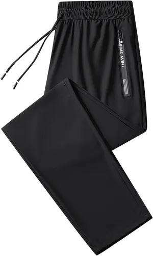 Chinos Pants Men Elastic Waist Drawstring Athletic Pants Quick Dry Lightweight Jogging Hiking Pants Plus Size Baggy Trousers