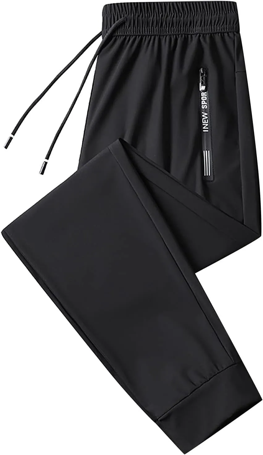 Chinos Pants Men Elastic Waist Drawstring Athletic Pants Quick Dry Lightweight Jogging Hiking Pants Plus Size Baggy Trousers