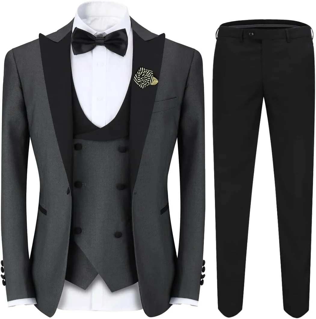 Cloudstyle Mens 3 Piece Suit Prom Colour Fashion Blazer Single Breasted Vest Jacket Pants