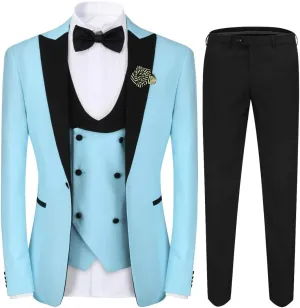 Cloudstyle Mens 3 Piece Suit Prom Colour Fashion Blazer Single Breasted Vest Jacket Pants