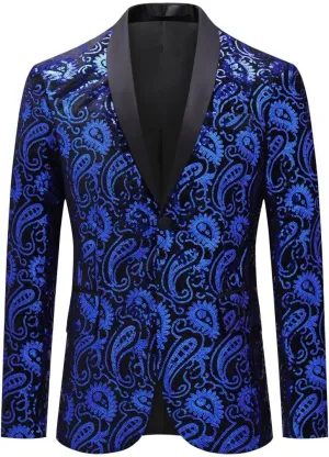 Cloudstyle Men's Dress Floral Suit Notched Lapel Slim Fit Stylish Blazer Dress Suit