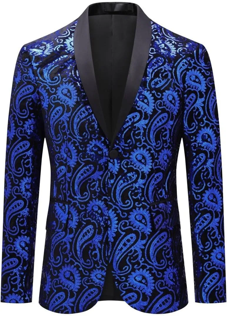 Cloudstyle Men's Dress Floral Suit Notched Lapel Slim Fit Stylish Blazer Dress Suit