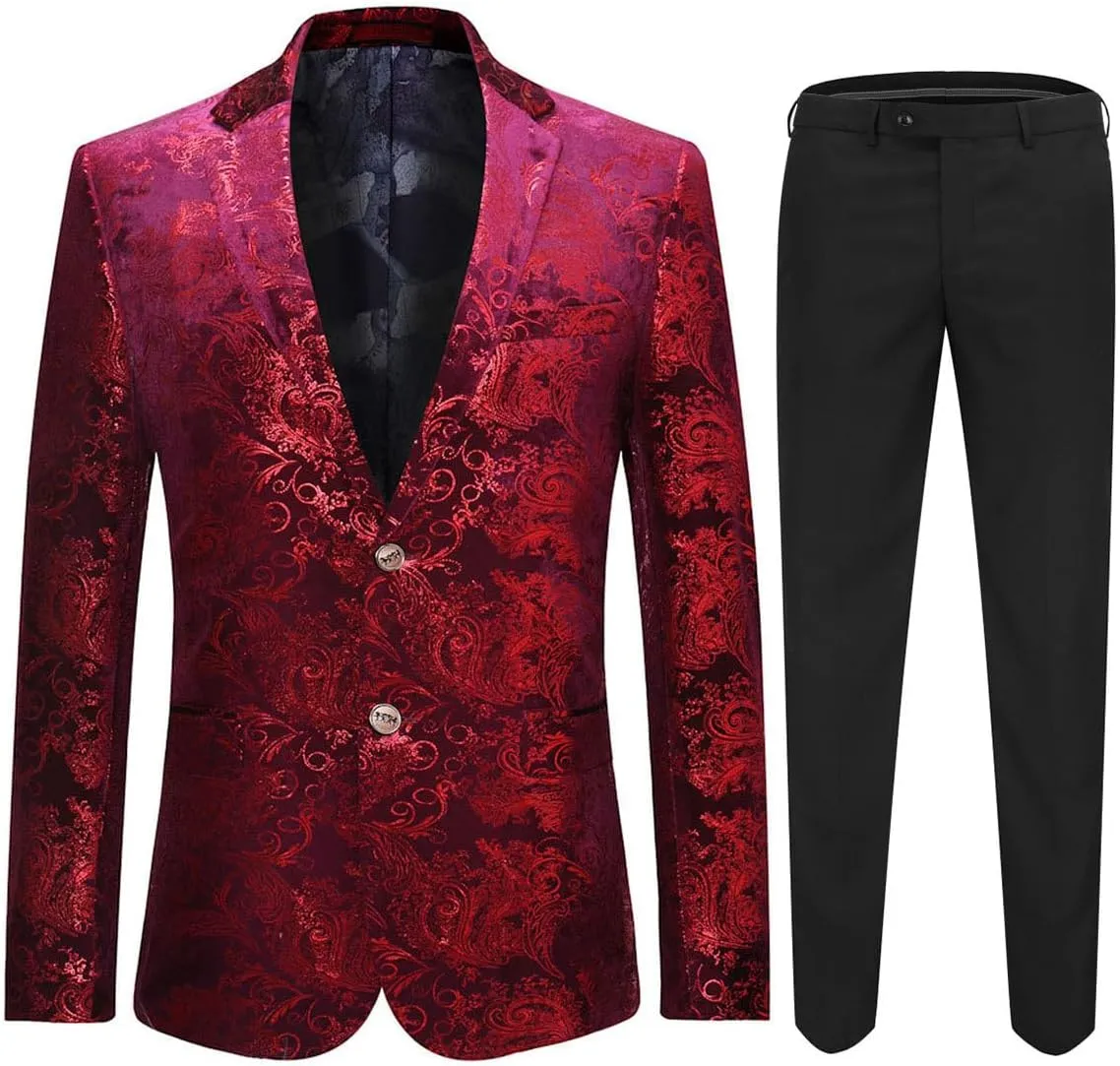 Cloudstyle Men's Dress Suit Single-Breasted 2 Pieces Slim Fit 2 Buttons Suits