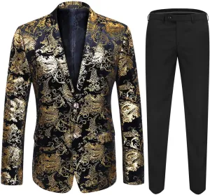 Cloudstyle Men's Dress Suit Single-Breasted 2 Pieces Slim Fit 2 Buttons Suits