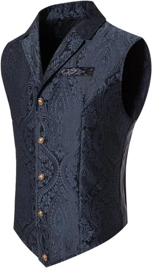 Cloudstyle Mens Paisley Dress Vest Gothic Steampunk Waistcoat Floral Sleeveless Tailcoat