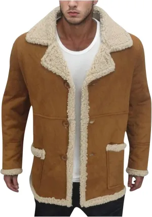 Coats for Men Cotton padded Jacket Lapel Collar Knitted Button Sweater Coat Casual Men's Thicken Warm Winter Coats