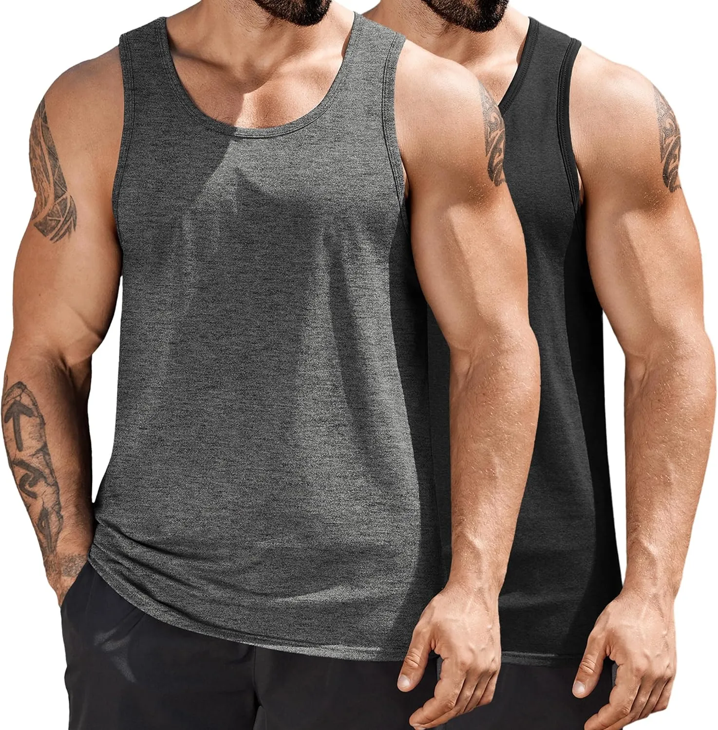 COOFANDY Mens Cotton Tank Tops Summer Beach Sleeveless Muscle Shirts Gym Workout Running Tank Shirt Pack
