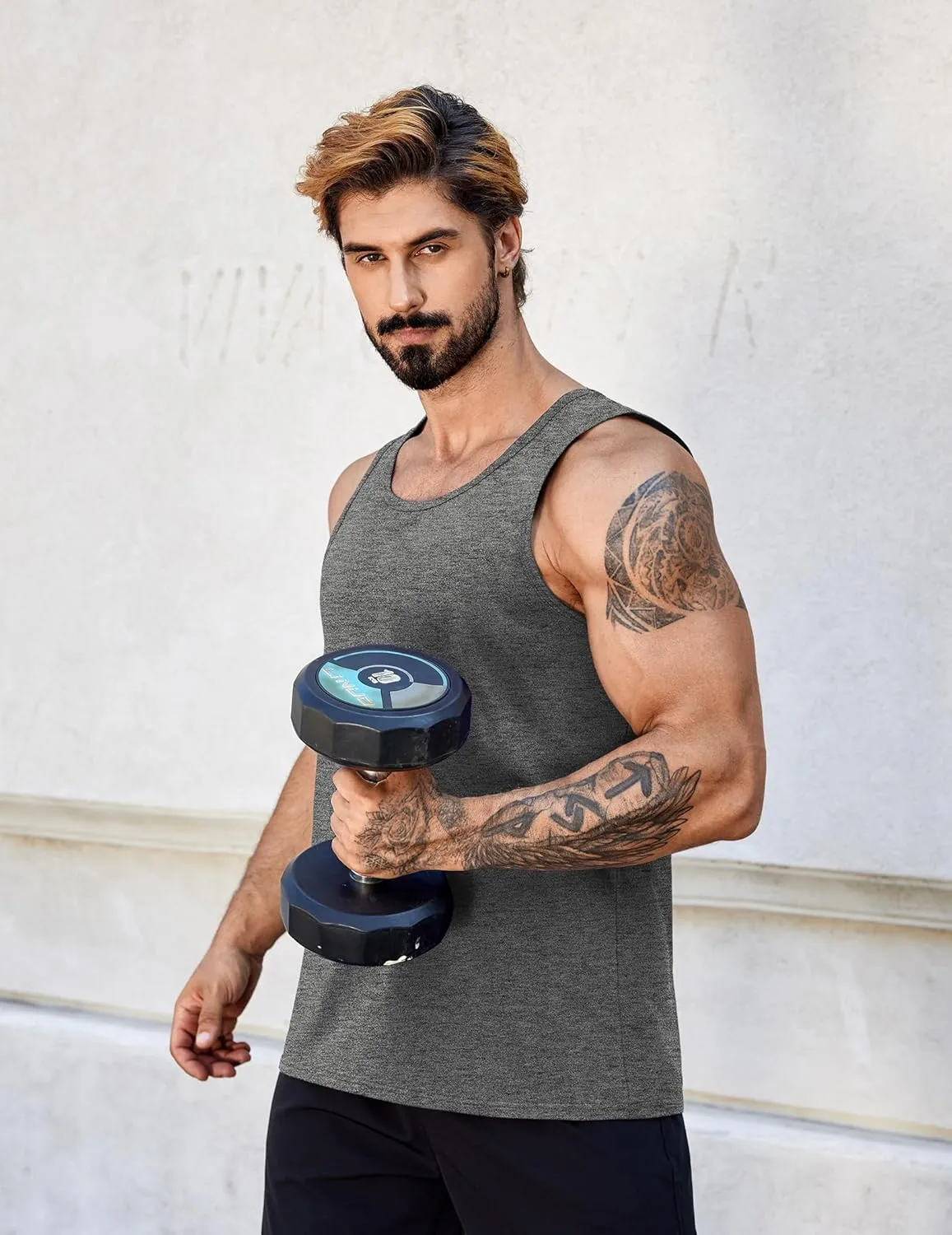 COOFANDY Mens Cotton Tank Tops Summer Beach Sleeveless Muscle Shirts Gym Workout Running Tank Shirt Pack