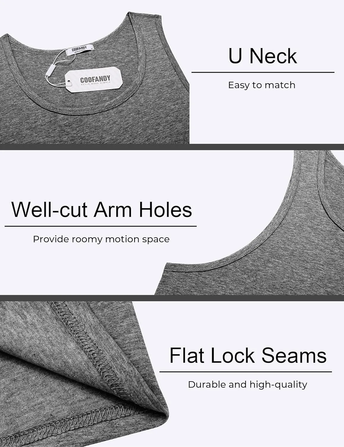 COOFANDY Mens Cotton Tank Tops Summer Beach Sleeveless Muscle Shirts Gym Workout Running Tank Shirt Pack