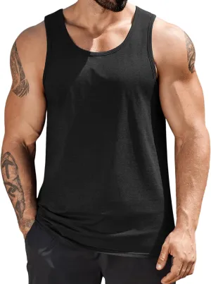 COOFANDY Mens Cotton Tank Tops Summer Beach Sleeveless Muscle Shirts Gym Workout Running Tank Shirt Pack