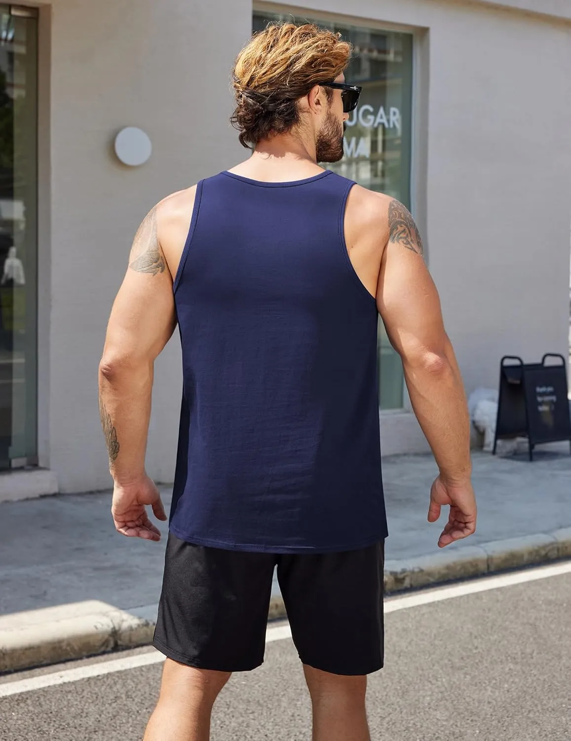 COOFANDY Mens Cotton Tank Tops Summer Beach Sleeveless Muscle Shirts Gym Workout Running Tank Shirt Pack