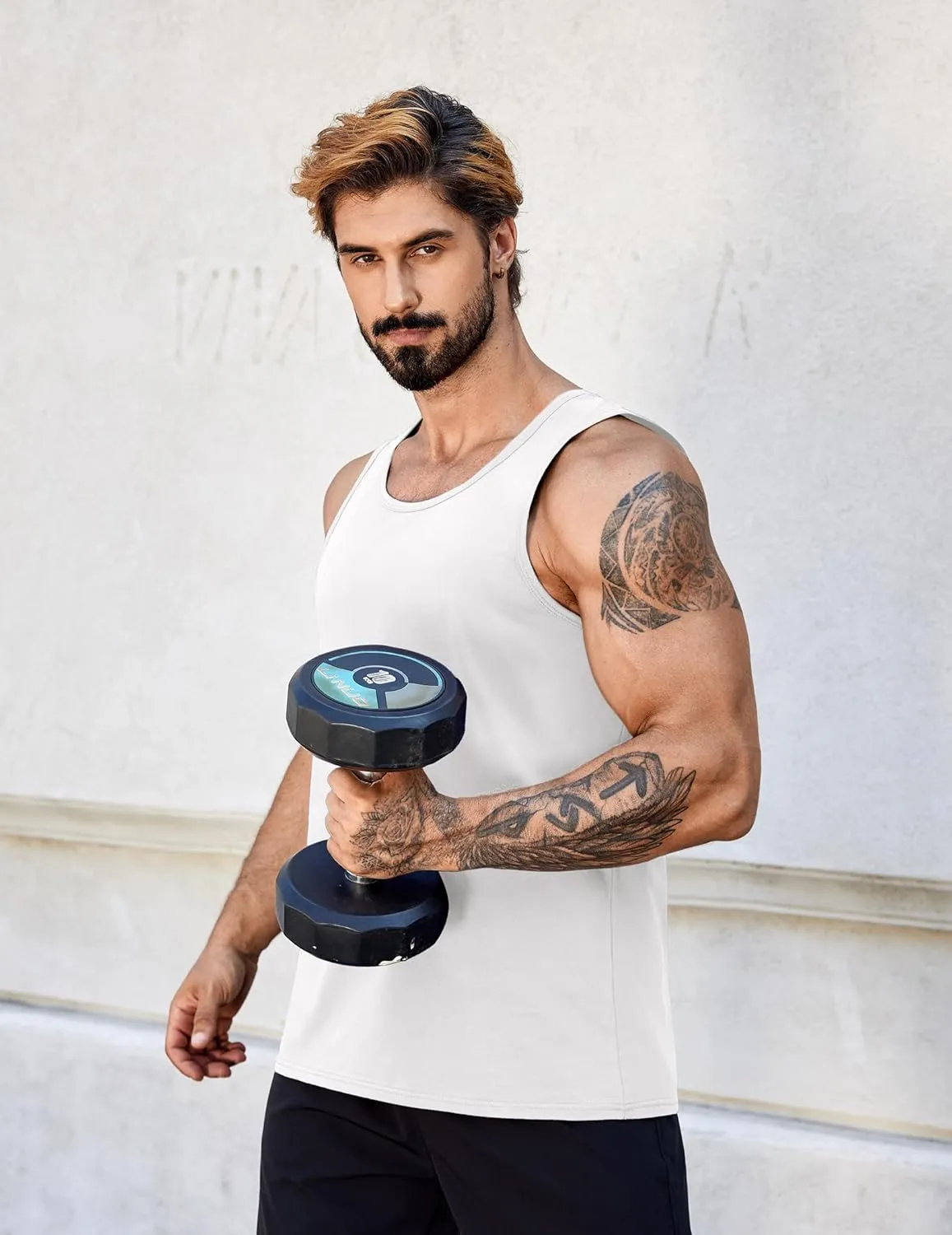 COOFANDY Mens Cotton Tank Tops Summer Beach Sleeveless Muscle Shirts Gym Workout Running Tank Shirt Pack