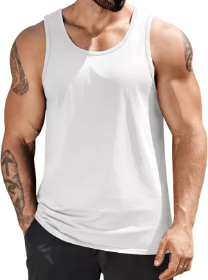 COOFANDY Mens Cotton Tank Tops Summer Beach Sleeveless Muscle Shirts Gym Workout Running Tank Shirt Pack