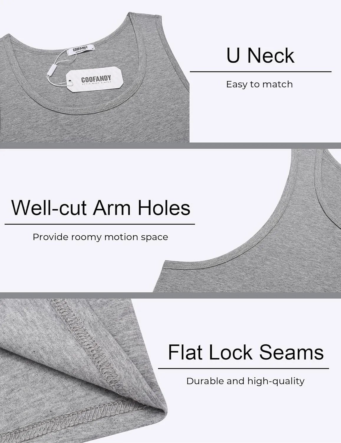 COOFANDY Mens Cotton Tank Tops Summer Beach Sleeveless Muscle Shirts Gym Workout Running Tank Shirt Pack