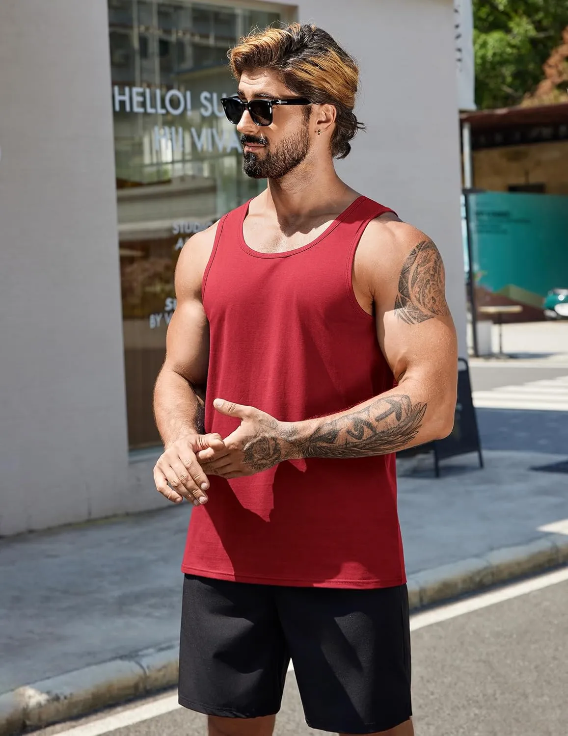 COOFANDY Mens Cotton Tank Tops Summer Beach Sleeveless Muscle Shirts Gym Workout Running Tank Shirt Pack