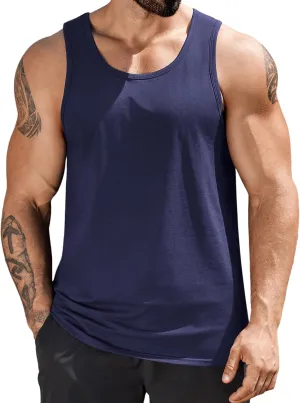 COOFANDY Mens Cotton Tank Tops Summer Beach Sleeveless Muscle Shirts Gym Workout Running Tank Shirt Pack