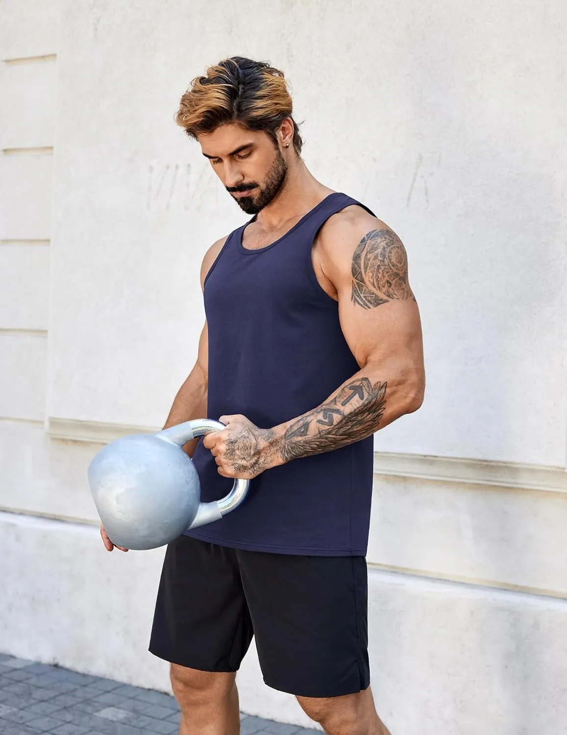 COOFANDY Mens Cotton Tank Tops Summer Beach Sleeveless Muscle Shirts Gym Workout Running Tank Shirt Pack