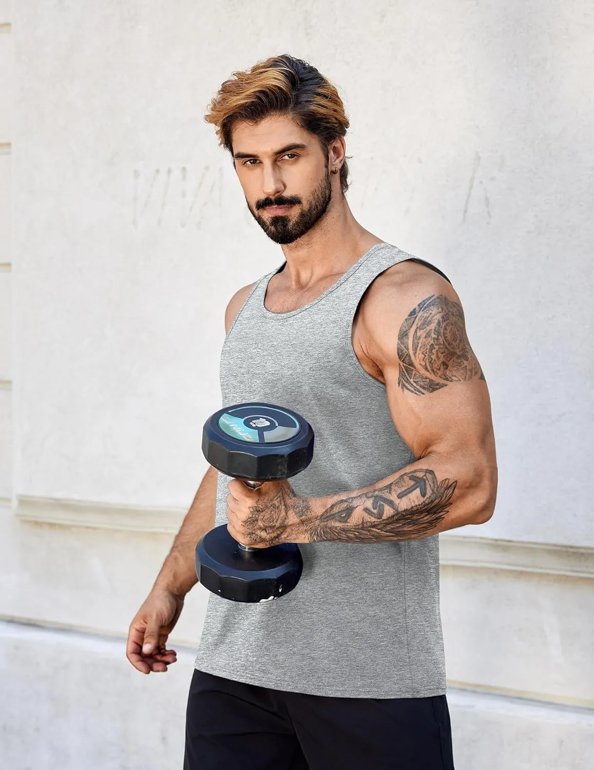 COOFANDY Mens Cotton Tank Tops Summer Beach Sleeveless Muscle Shirts Gym Workout Running Tank Shirt Pack