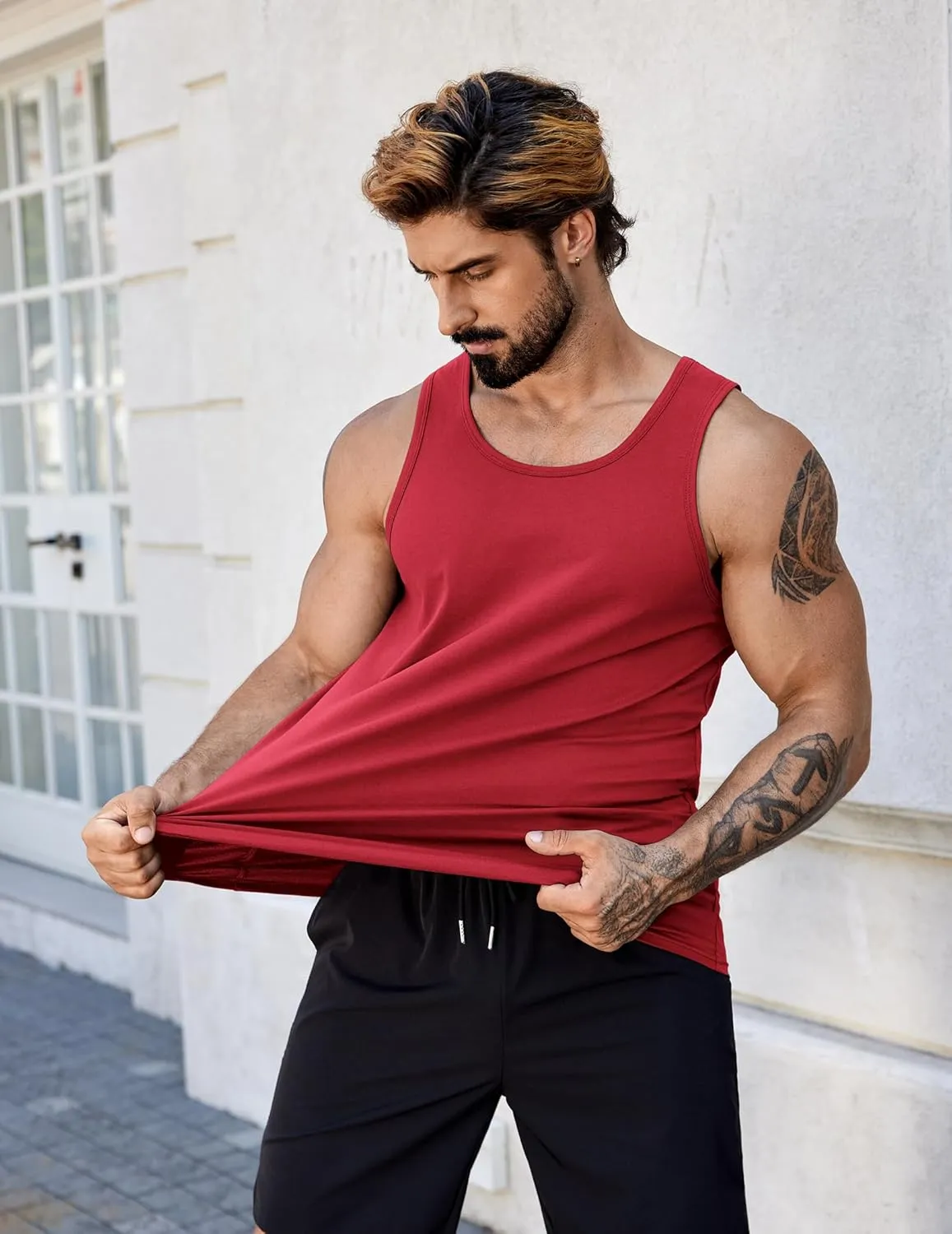 COOFANDY Mens Cotton Tank Tops Summer Beach Sleeveless Muscle Shirts Gym Workout Running Tank Shirt Pack