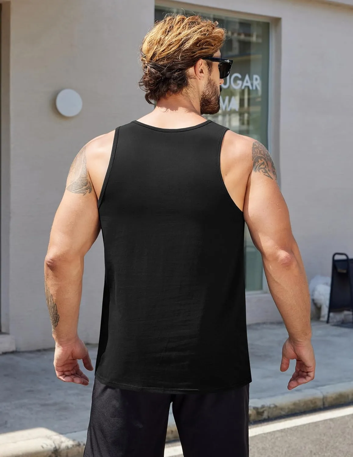 COOFANDY Mens Cotton Tank Tops Summer Beach Sleeveless Muscle Shirts Gym Workout Running Tank Shirt Pack