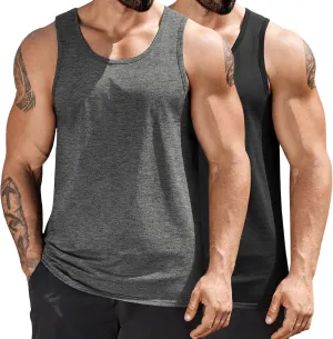 COOFANDY Mens Cotton Tank Tops Summer Beach Sleeveless Muscle Shirts Gym Workout Running Tank Shirt Pack
