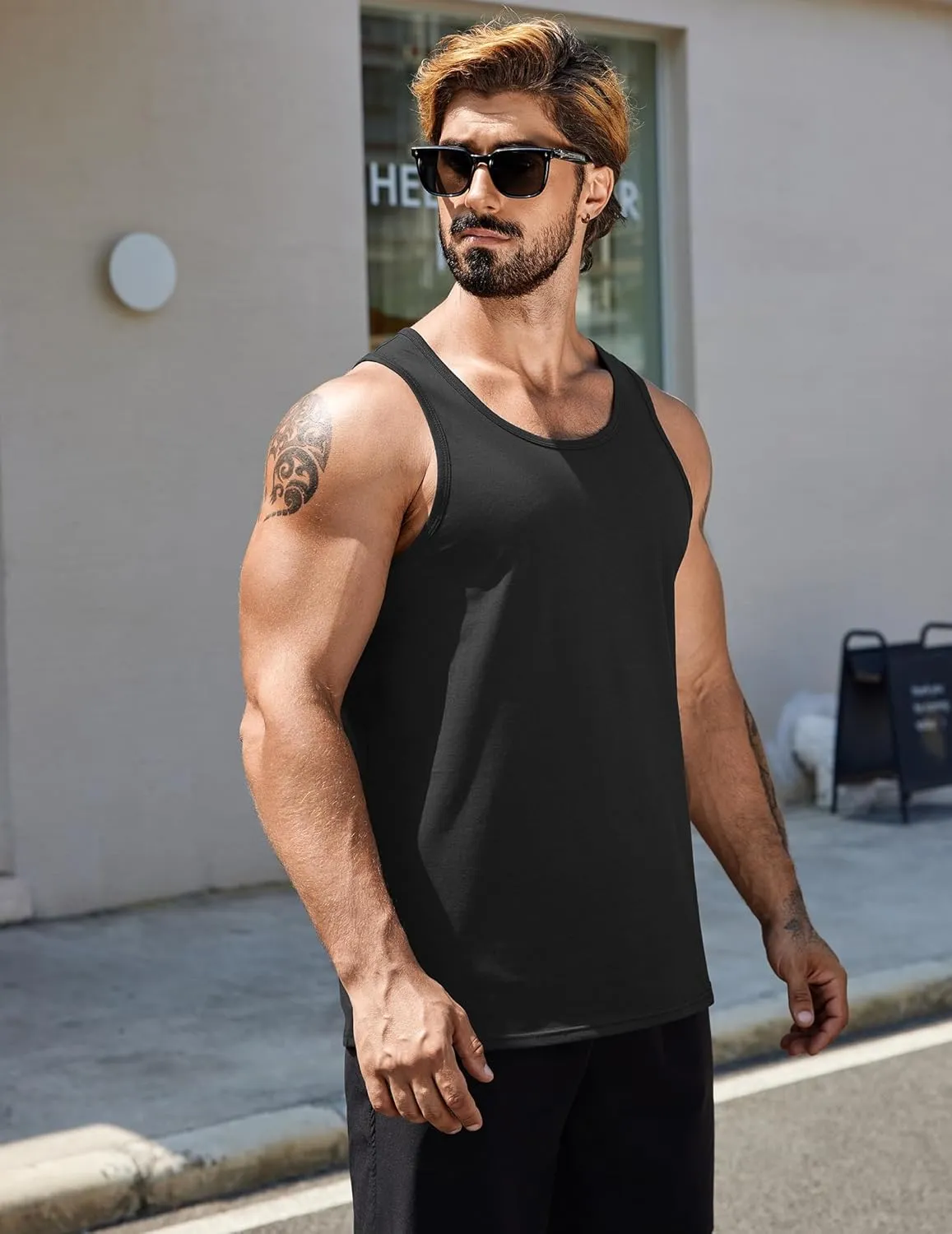 COOFANDY Mens Cotton Tank Tops Summer Beach Sleeveless Muscle Shirts Gym Workout Running Tank Shirt Pack