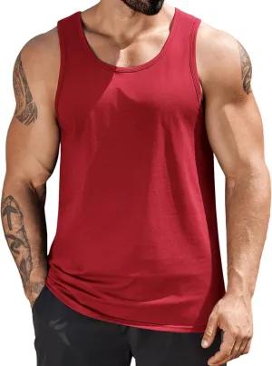 COOFANDY Mens Cotton Tank Tops Summer Beach Sleeveless Muscle Shirts Gym Workout Running Tank Shirt Pack