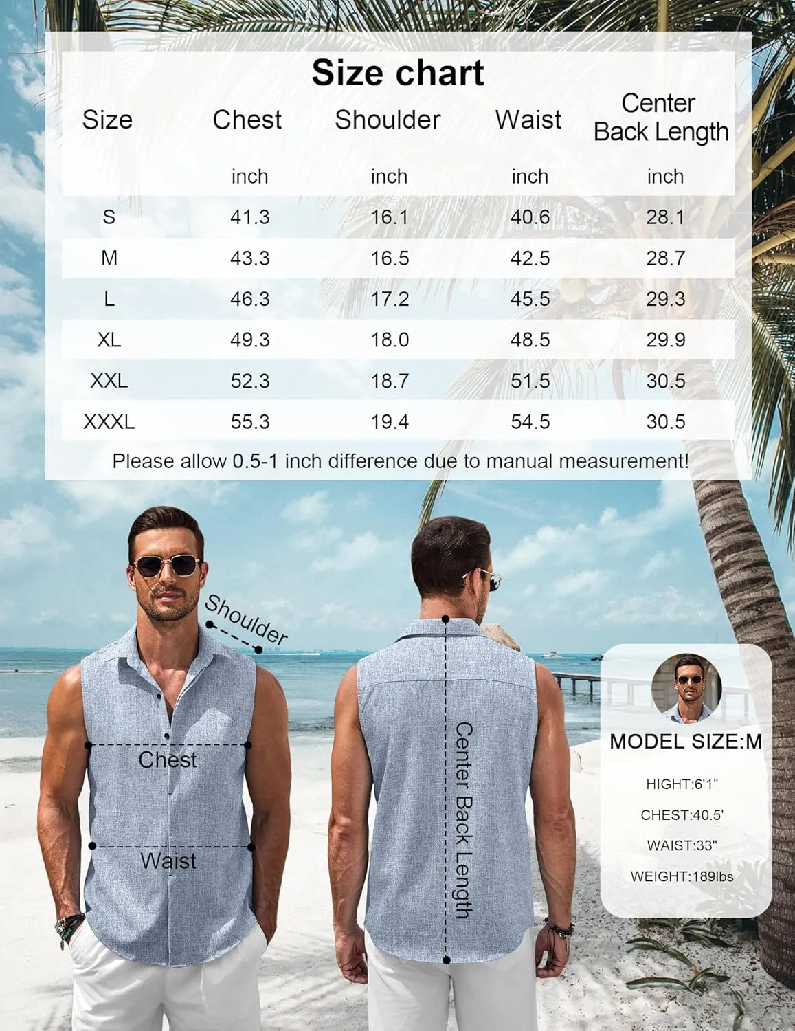 COOFANDY Mens Sleeveless Button Down Beach Shirts Casual Summer Tank Tops Collared Imitation Linen Tank Shirt