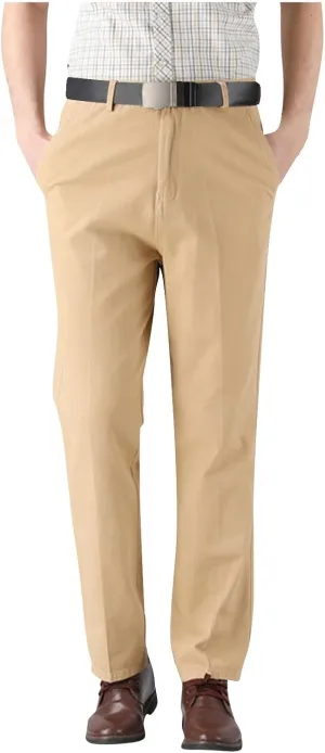 Cotton Mens Chinos Pants with Belt Slim Fit Casual Work Pants for Men with Pockets for Office and Daily Wear Slacks