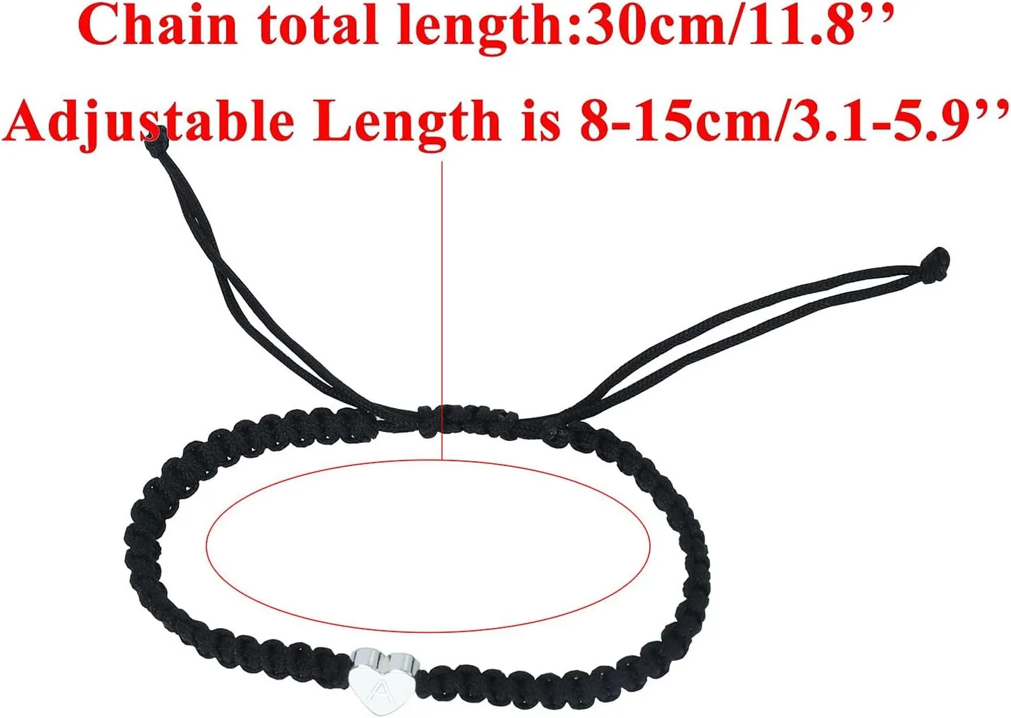 Couple Bracelets White Gold Plated Initial Heart String Bracelets for Women Men Handmade Rope Braided Bracelet Minimalist