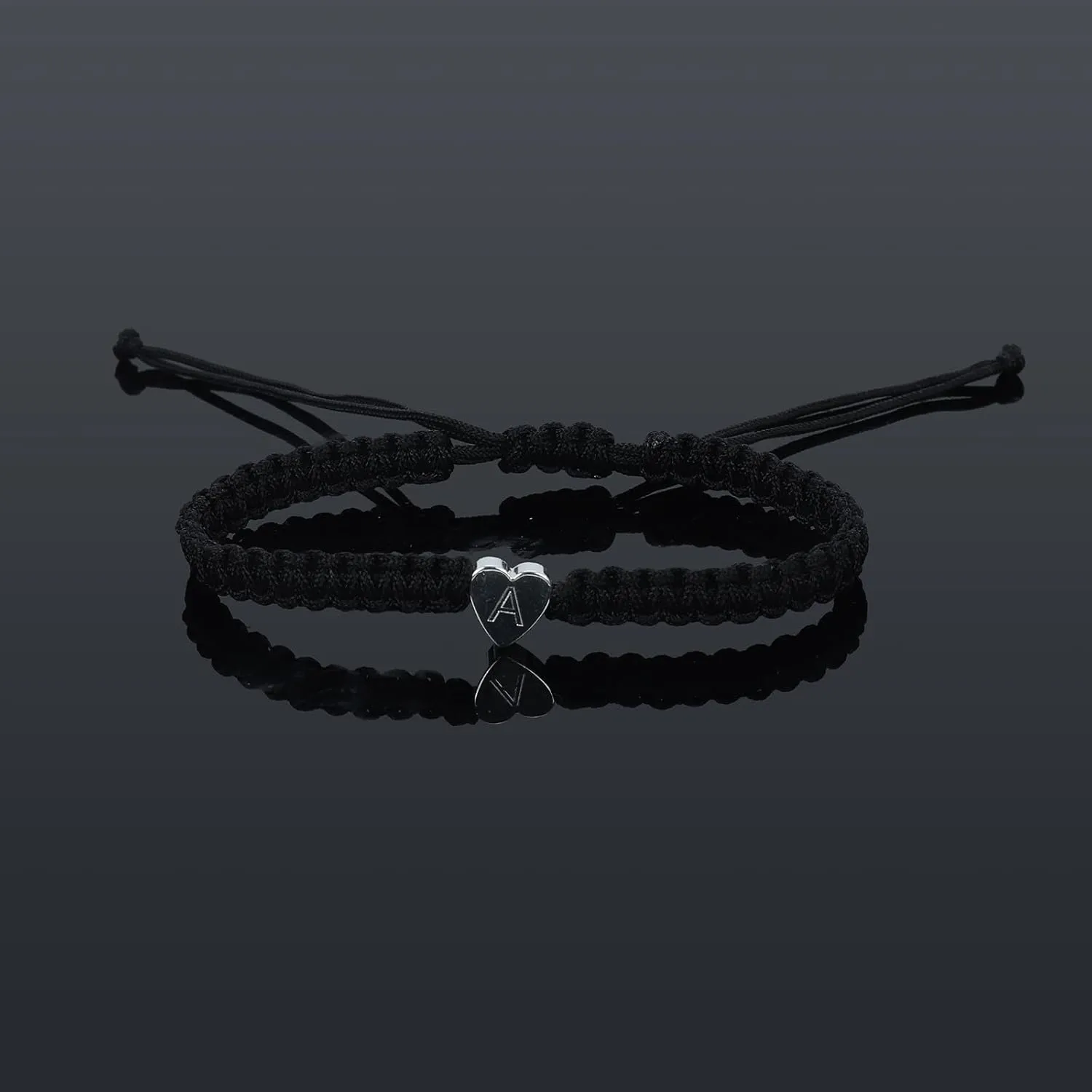 Couple Bracelets White Gold Plated Initial Heart String Bracelets for Women Men Handmade Rope Braided Bracelet Minimalist