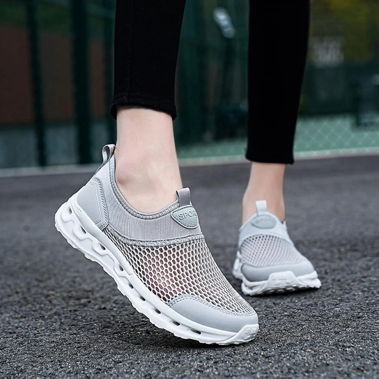 Couple Sports Shoes Spring and Summer New Pattern Fashion Simple Mesh Breathable Men's Leather Sneaker