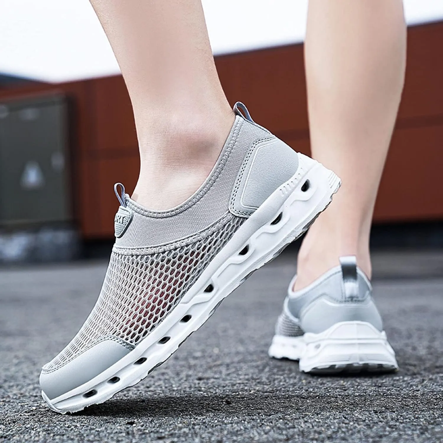 Couple Sports Shoes Spring and Summer New Pattern Fashion Simple Mesh Breathable Men's Leather Sneaker