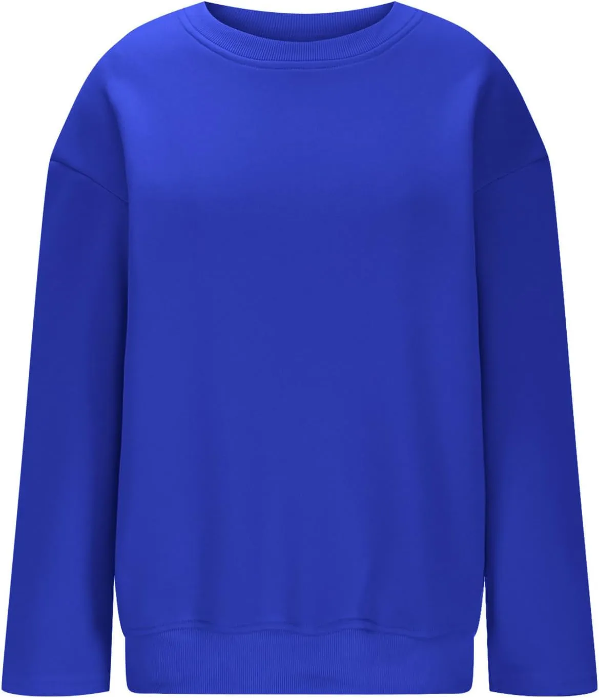 Crewneck Sweatshirt for Women Solid Color Oversized Sweatshirt Long Sleeve Pullover Top Fall Winter Sweatshirt